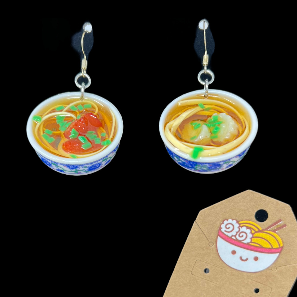 Ramen Earrings Noodle Jewelry - Picture 3 of 5